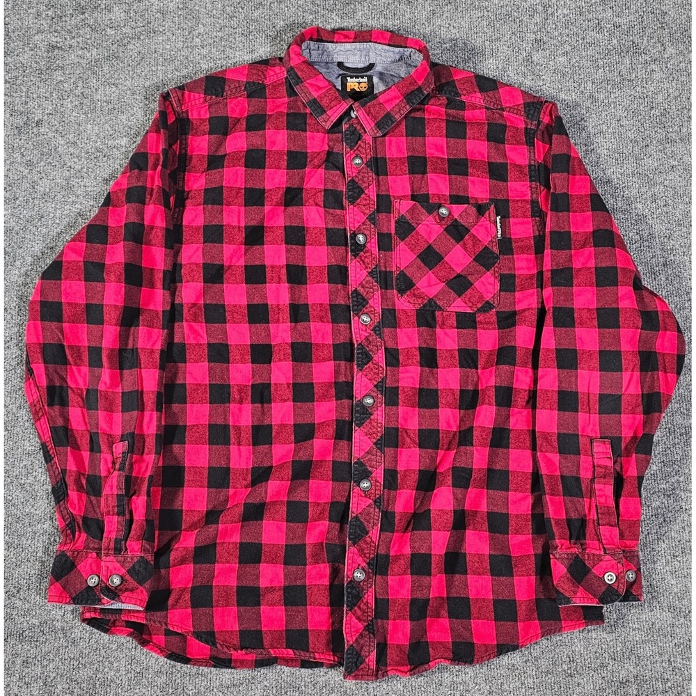 Timberland Pro Mens XL Woodfort Plaid Lightweight Flannel Work Long Sleeve Shirt